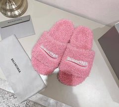 Balenciaga Fluffy Pink Slides